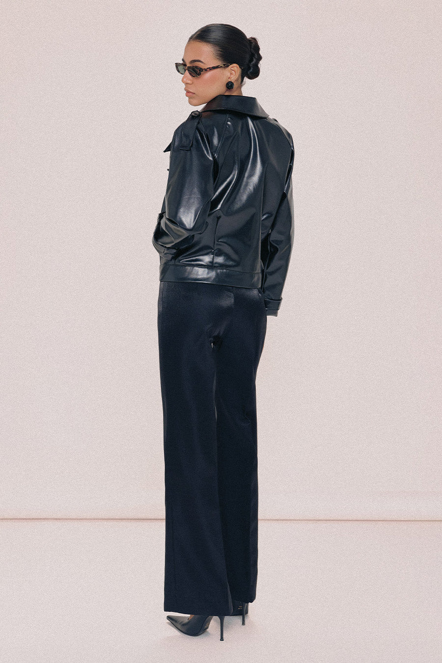 Alaia Straight V-Neck Leather Jacket 5
