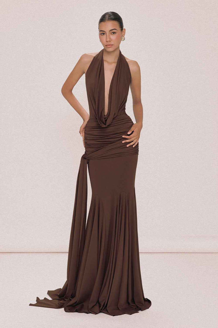 Venus Mermaid Halter Neck Spandex Maxi Dress
