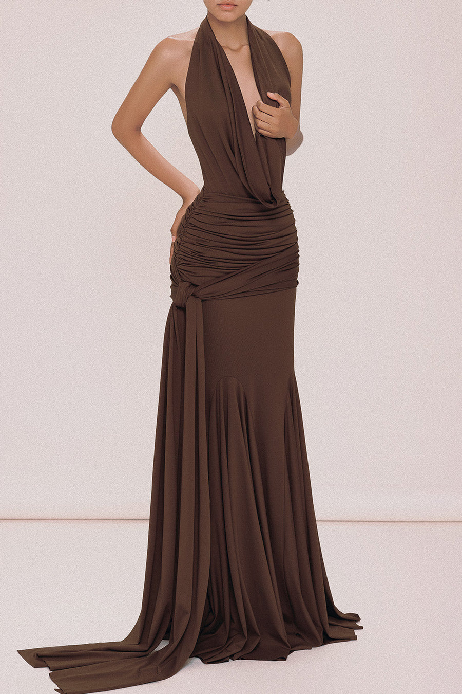 Venus Mermaid Halter Neck Spandex Maxi Dress 6