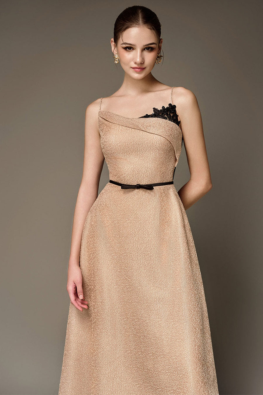 Phoenix A-line Spaghetti Strap Taffeta Calf Length Dress Midi Dress NHAT VY