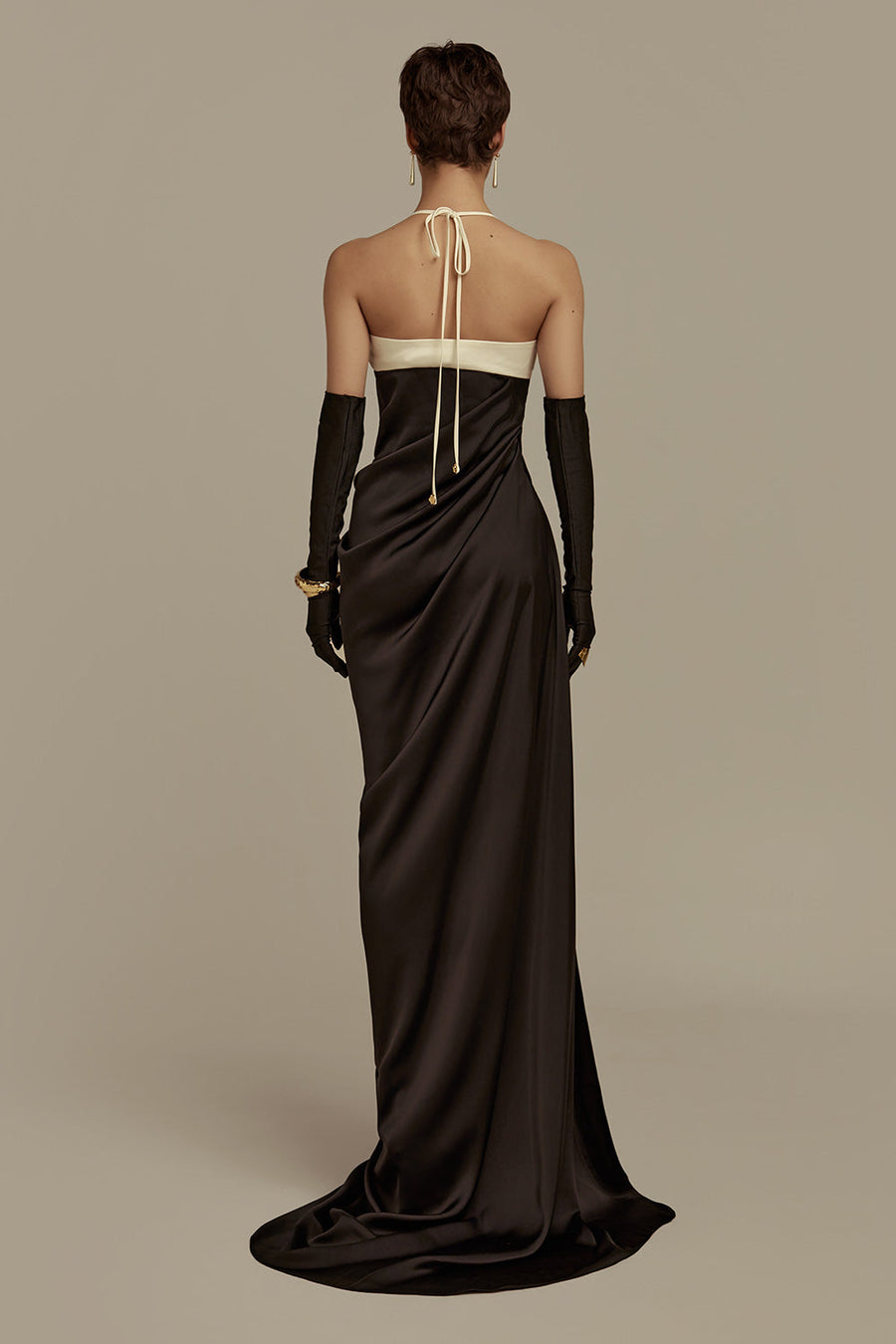 Nyx Sheath Halter Neck Silk Floor Length Dress Gown Dress POEM