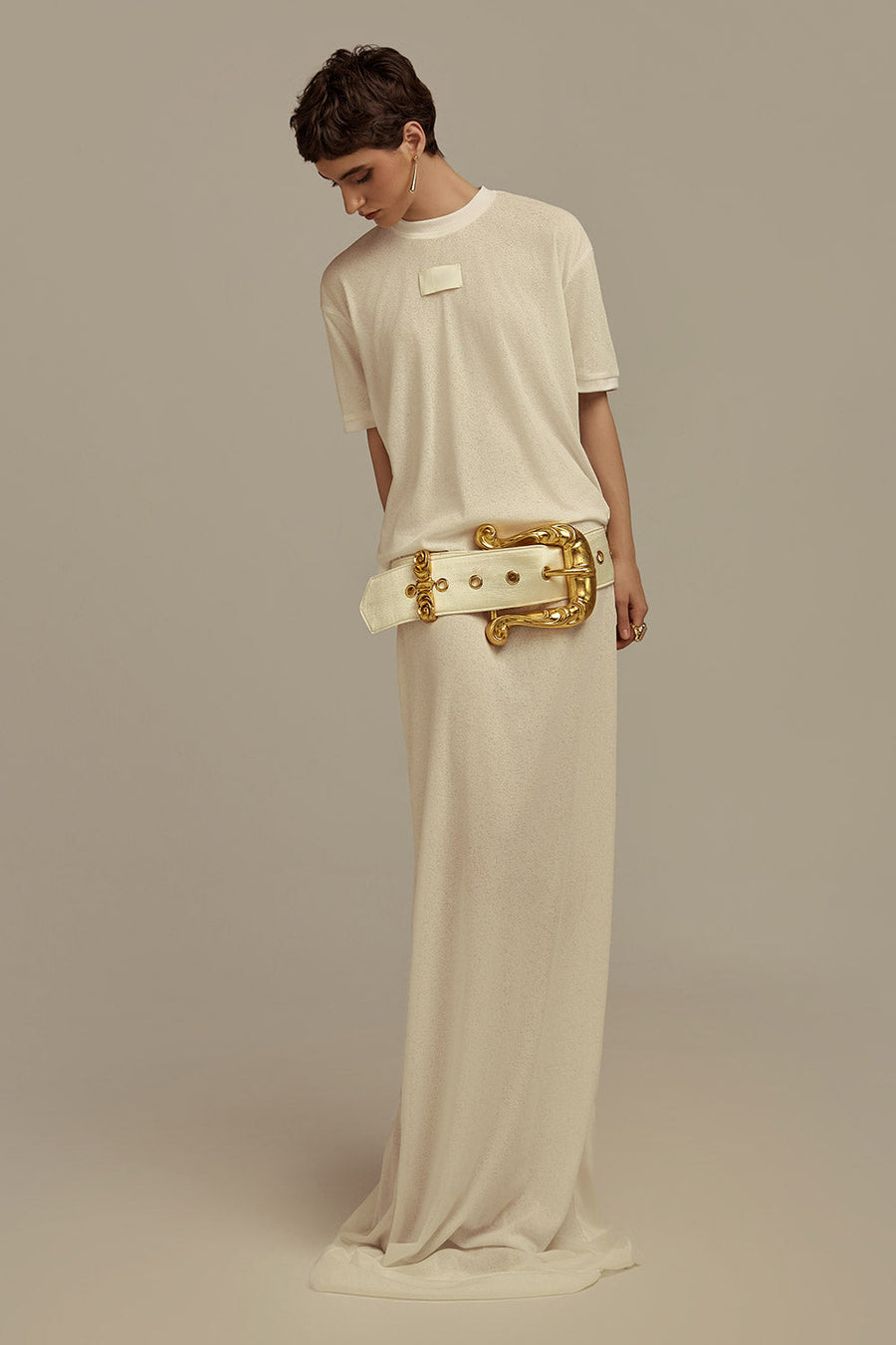 Aurora Blouson Belt Strap Jersey Floor Length Dress Maxi Dress POEM