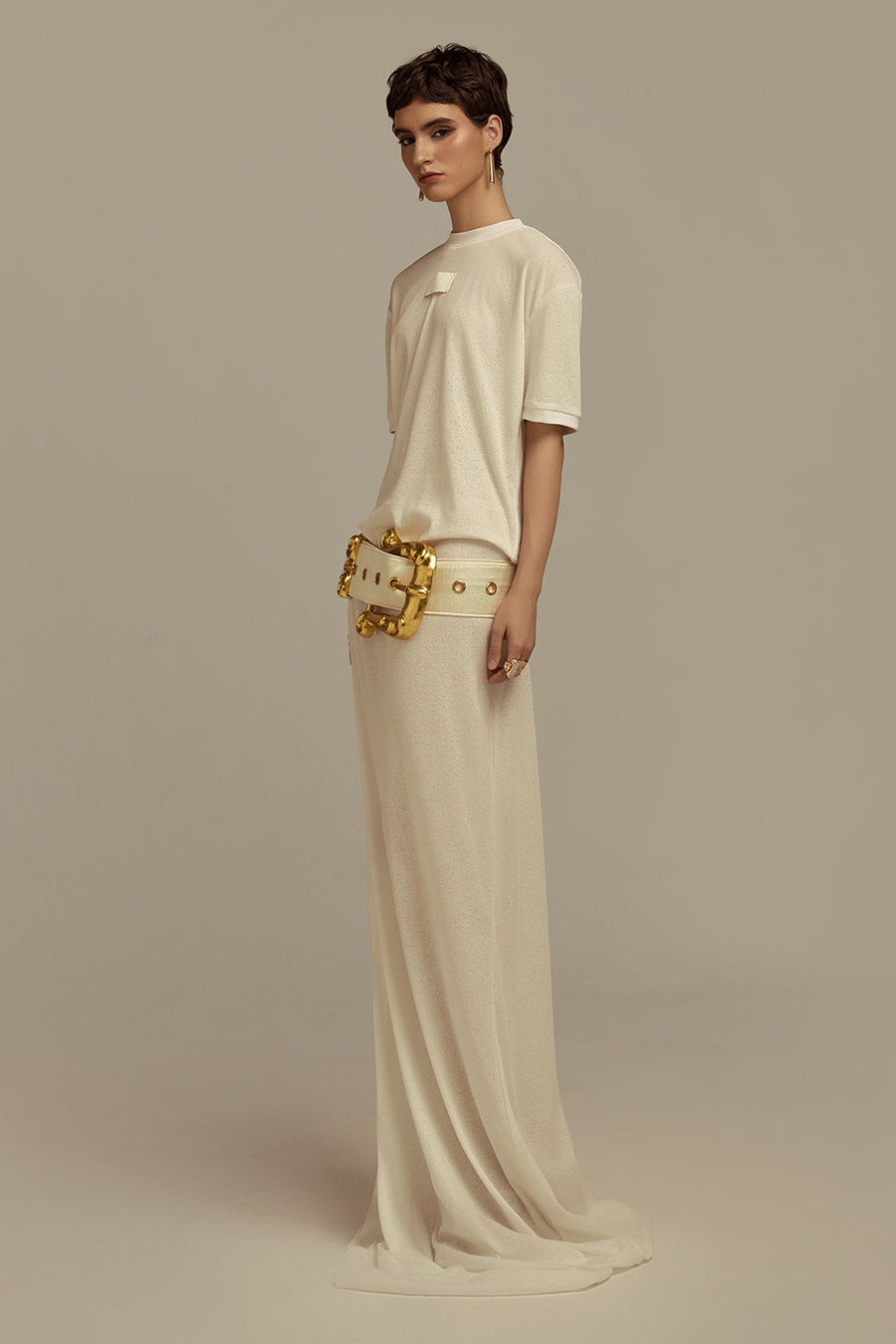Aurora Blouson Belt Strap Jersey Floor Length Dress Maxi Dress POEM