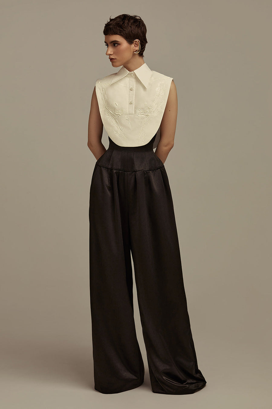 Aether Straight Wide Leg Satin Floor Length Trousers Pants POEM