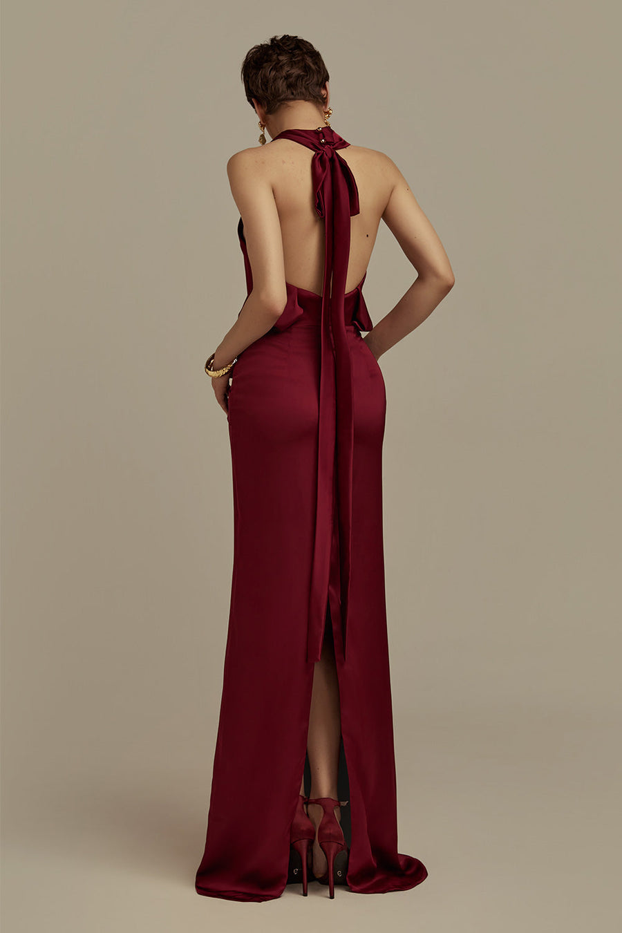 Hesperus Blouson Scoop Neck Silk Floor Length Dress Maxi Dress POEM