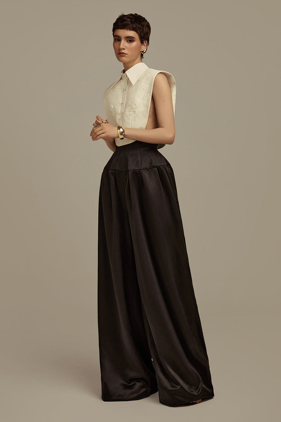 Aether Straight Wide Leg Satin Floor Length Trousers Pants POEM
