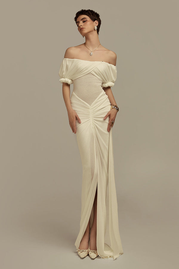 Hemera Hourglass Front Slit Jersey Floor Length Dress