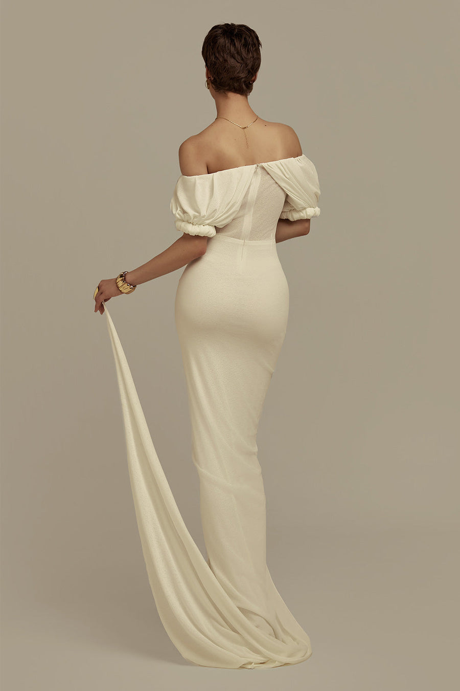 Hemera Hourglass Front Slit Jersey Floor Length Dress Gown Dress POEM