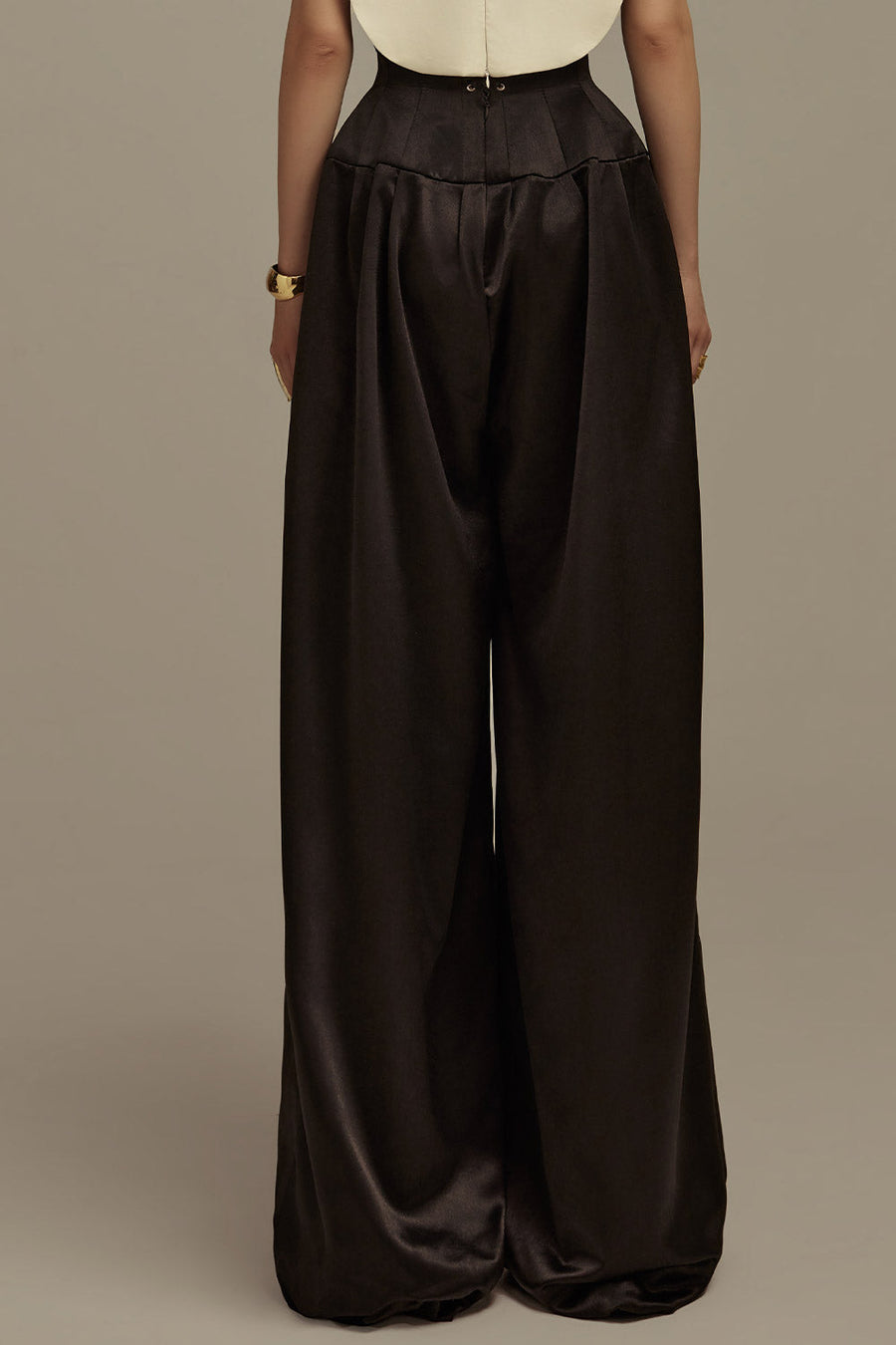 Aether Straight Wide Leg Satin Floor Length Trousers Pants POEM