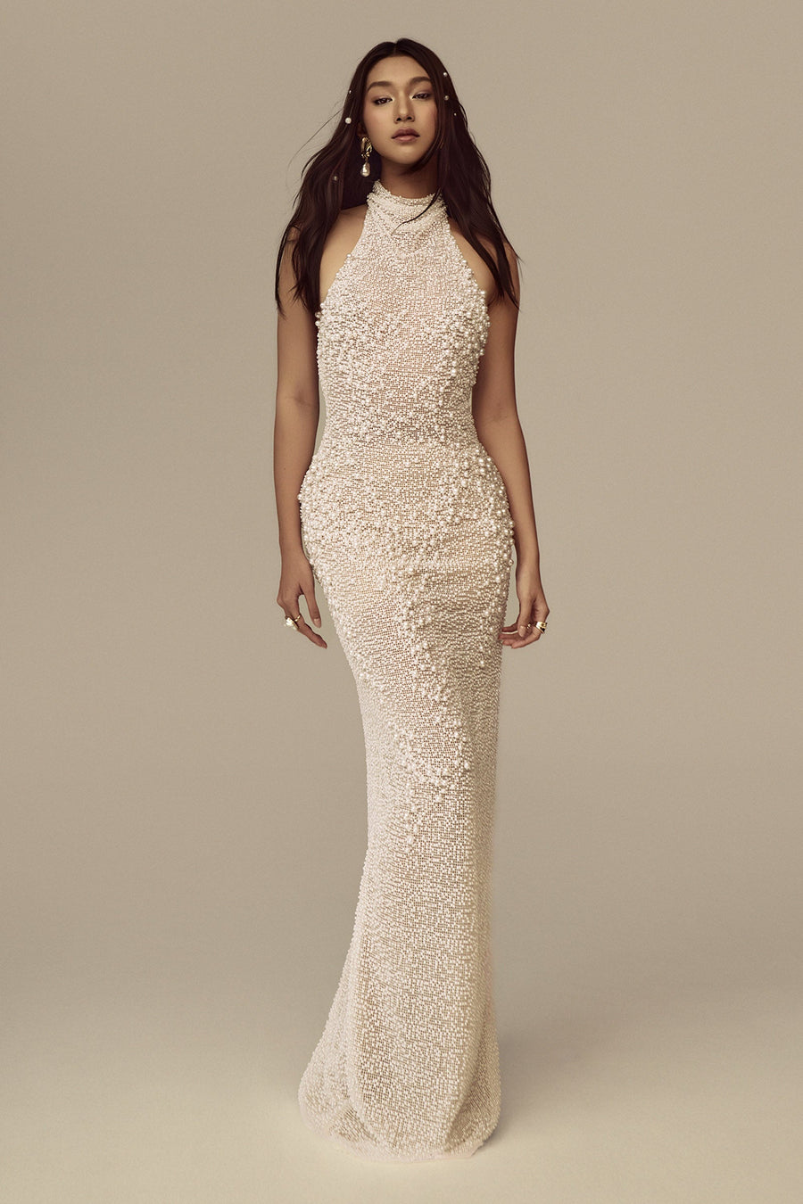 Pearlescence Halter Bead Maxi Dress 1