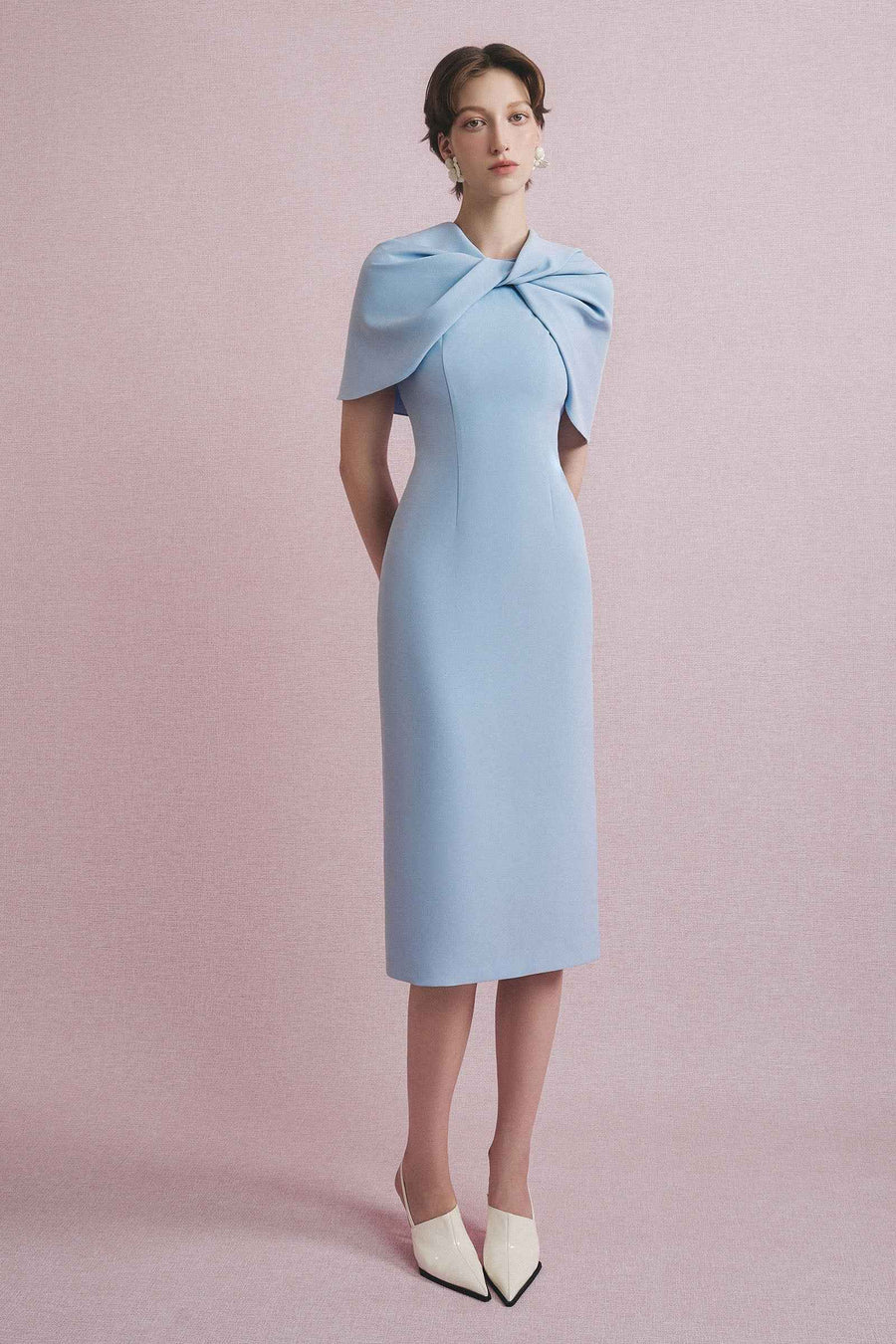 Psy Cape Sleeve Midi Dress