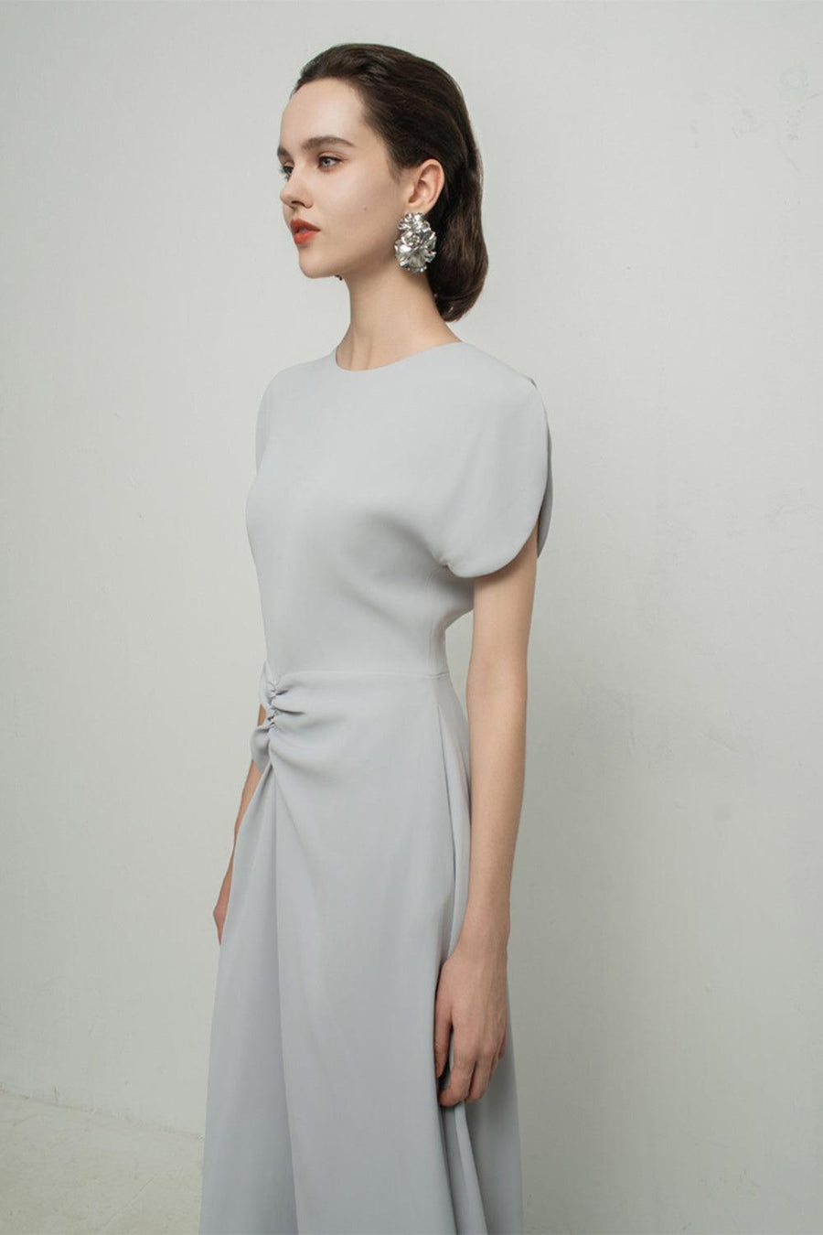 Angelique A-line Split Sleeved Silk Midi Dress 8