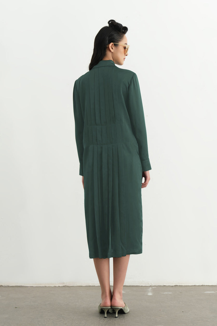 Vadim Tunic Pleated Silk Midi Dress 12