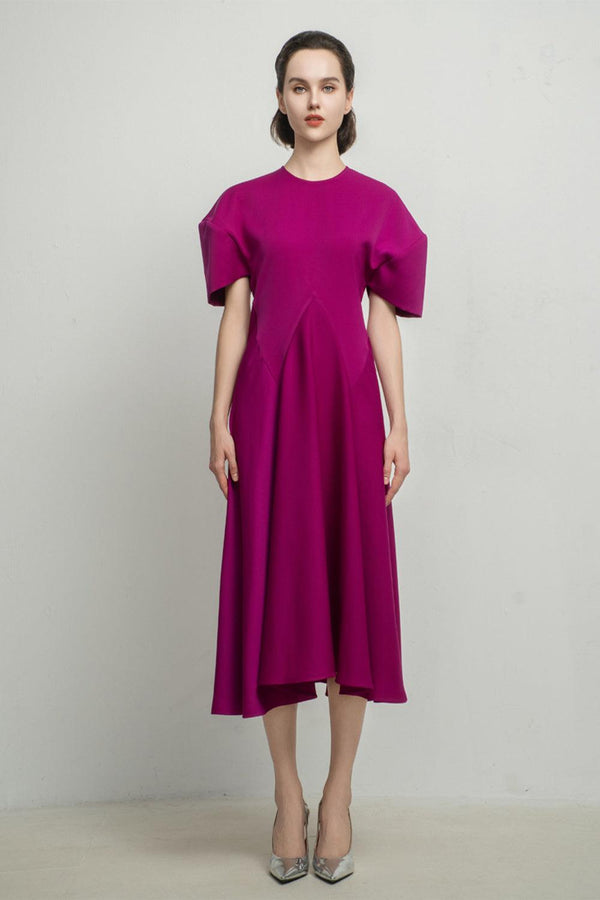 Scarlette A-line Round Neck Silk Midi Dress