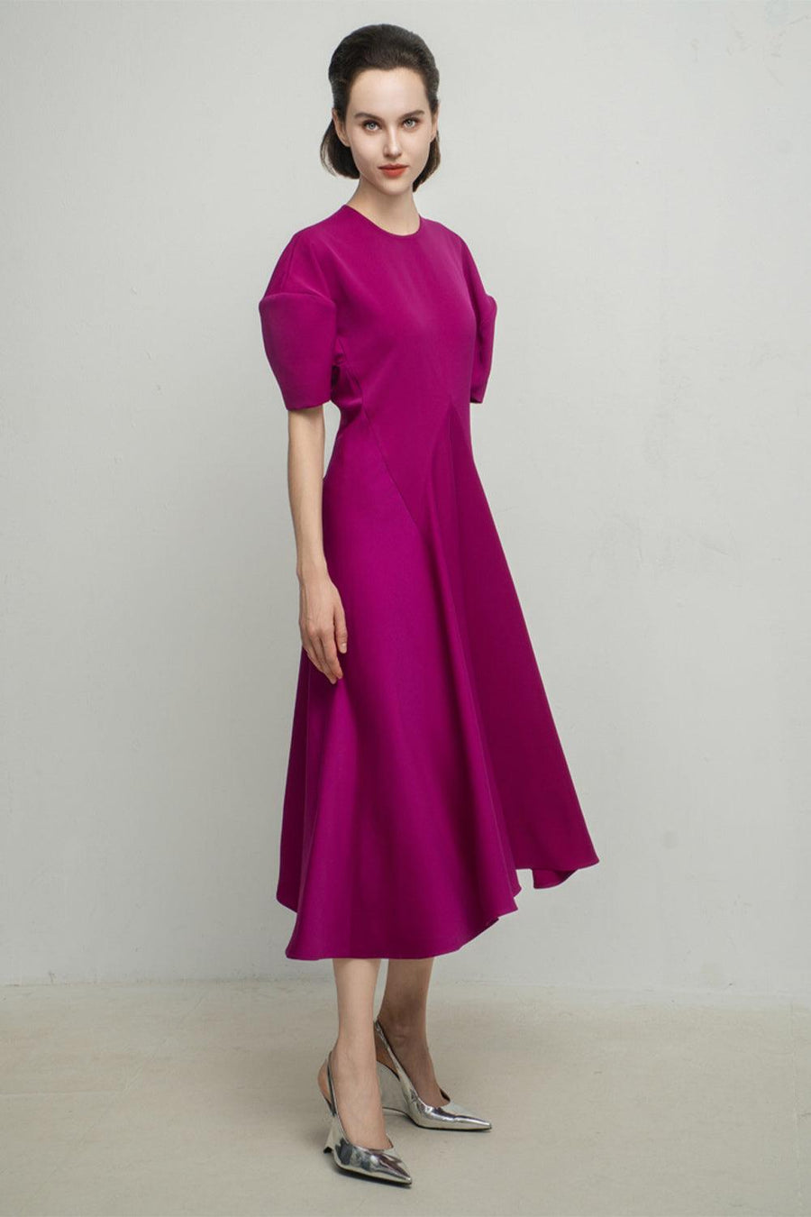 Scarlette A-line Round Neck Silk Midi Dress 6