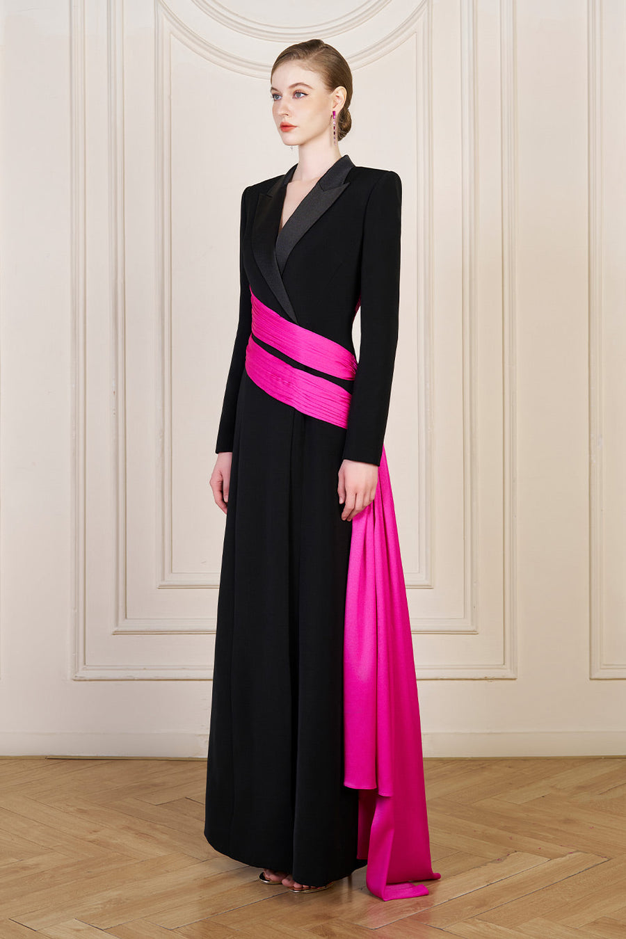 Aubrey Wrap Ribbon Silk Crepe Floor Length Dress Gown Dress I.H.F Atelier