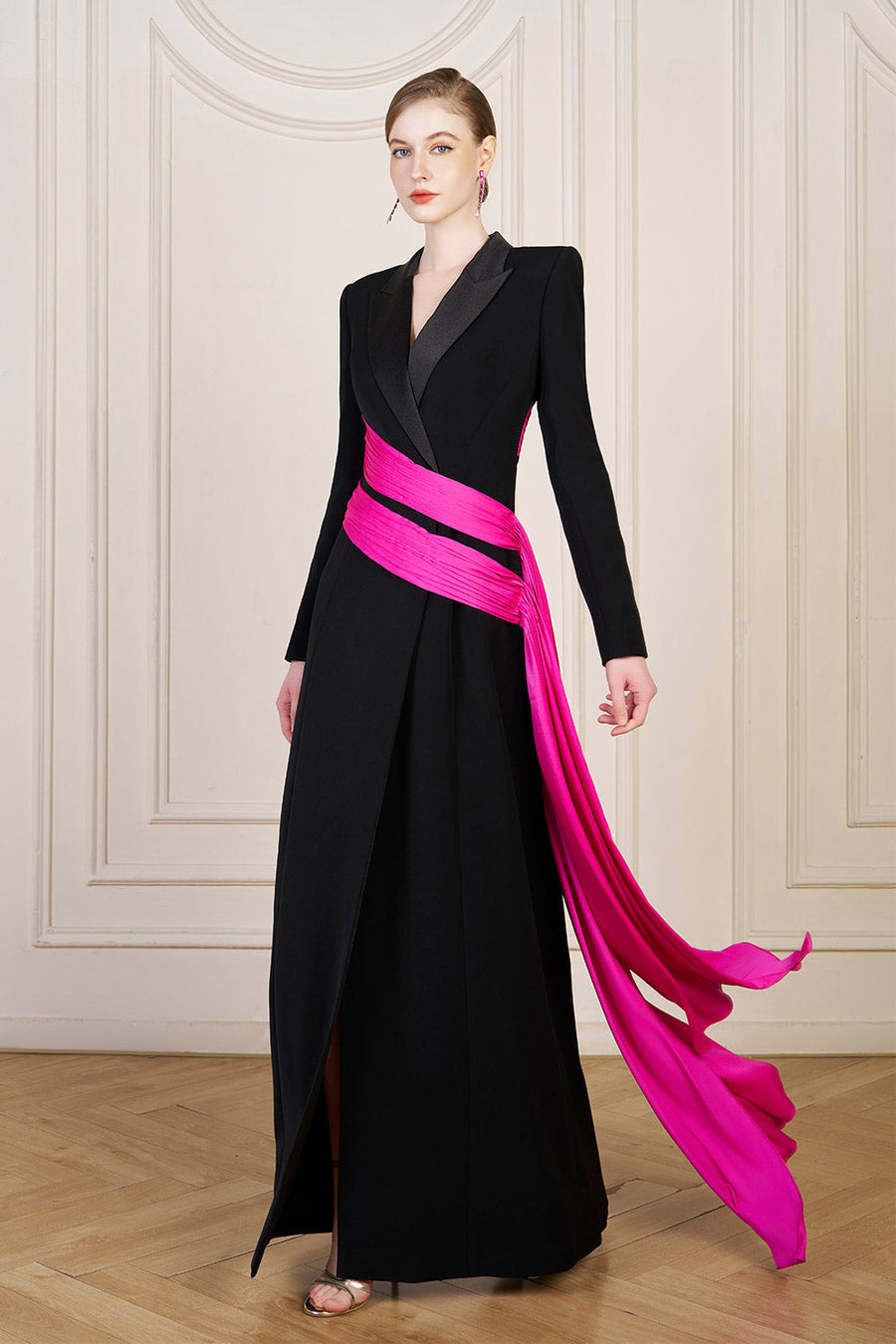 Aubrey Wrap Ribbon Silk Crepe Floor Length Dress Gown Dress I.H.F Atelier