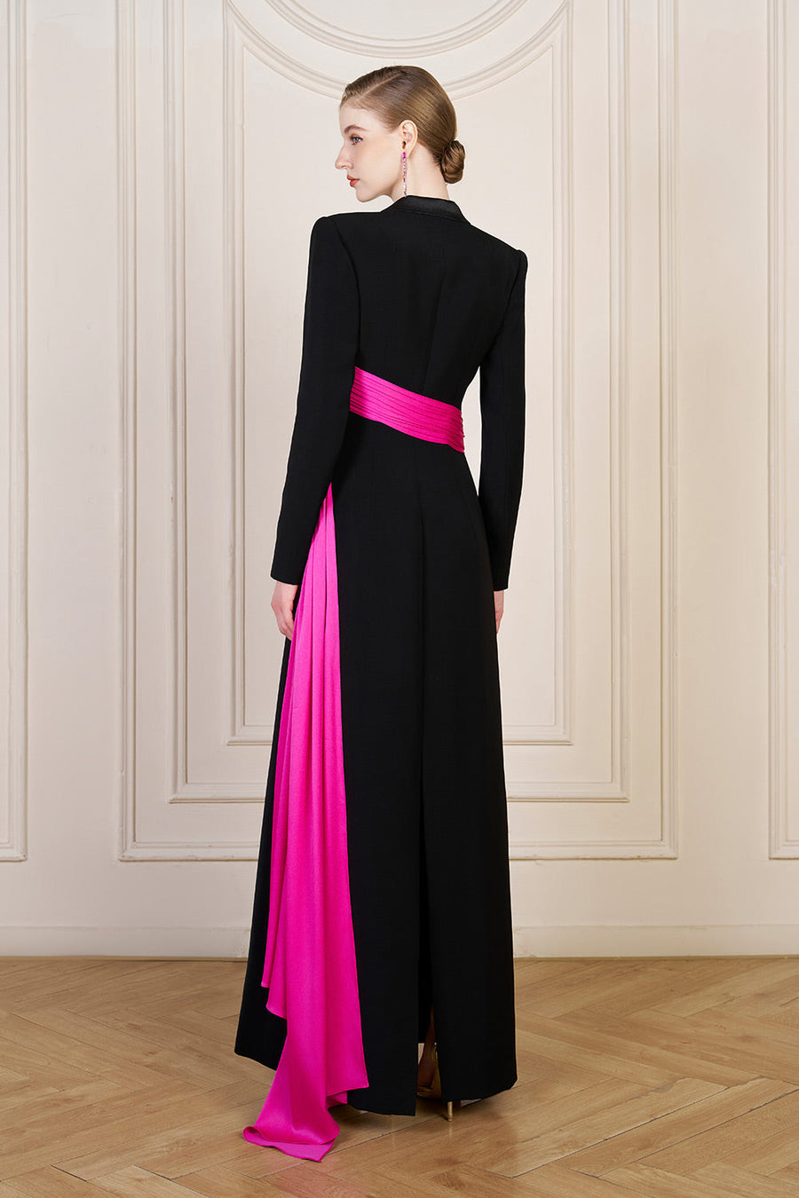 Aubrey Wrap Ribbon Silk Crepe Floor Length Dress Gown Dress I.H.F Atelier