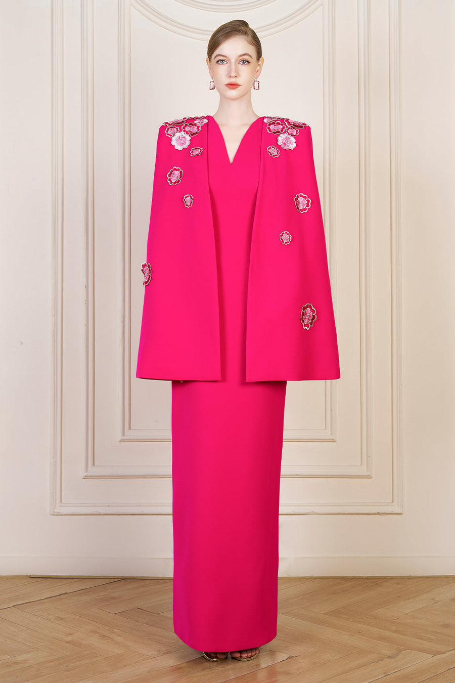 Anne Sheath Cape Sleeved Crepe Floor Length Dress Gown Dress I.H.F Atelier