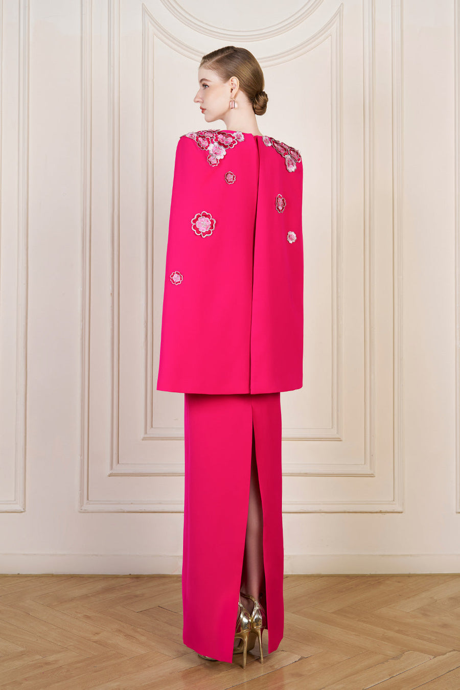 Anne Sheath Cape Sleeved Crepe Floor Length Dress Gown Dress I.H.F Atelier