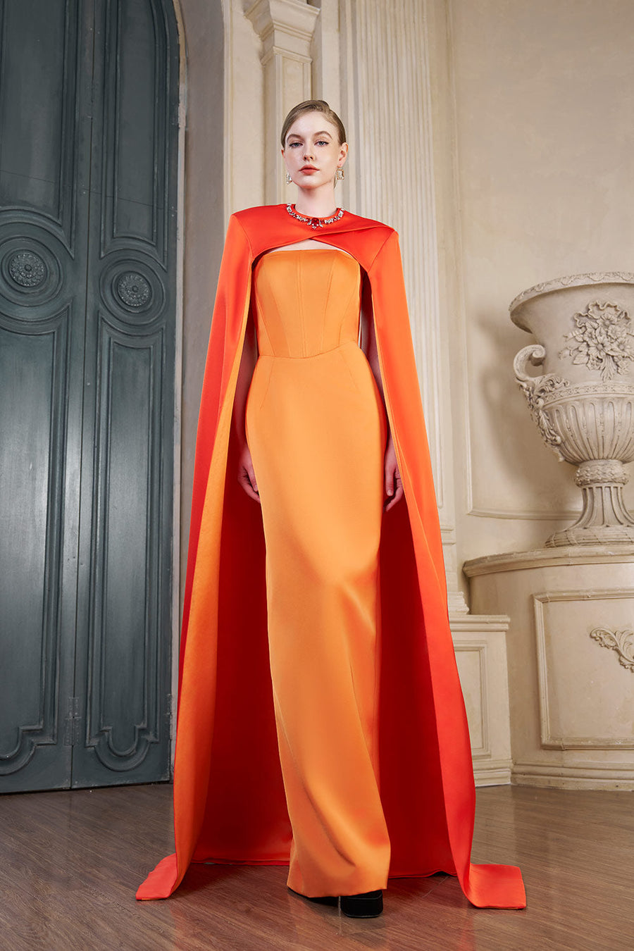 Elina Cape Corset Silk Floor Length Dress Gown Dress I.H.F Atelier