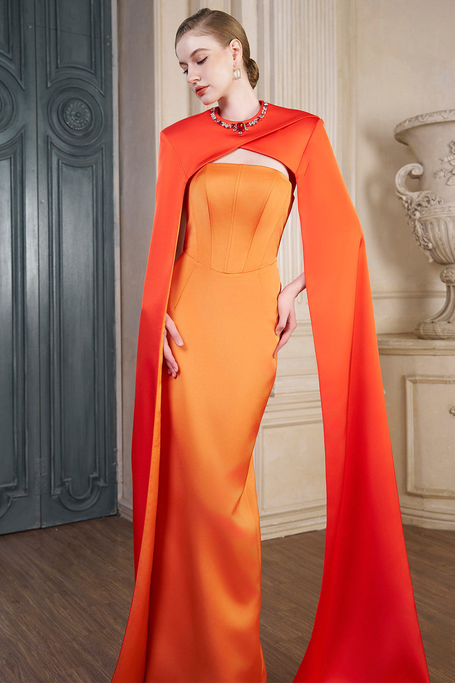 Elina Cape Corset Silk Floor Length Dress Gown Dress I.H.F Atelier