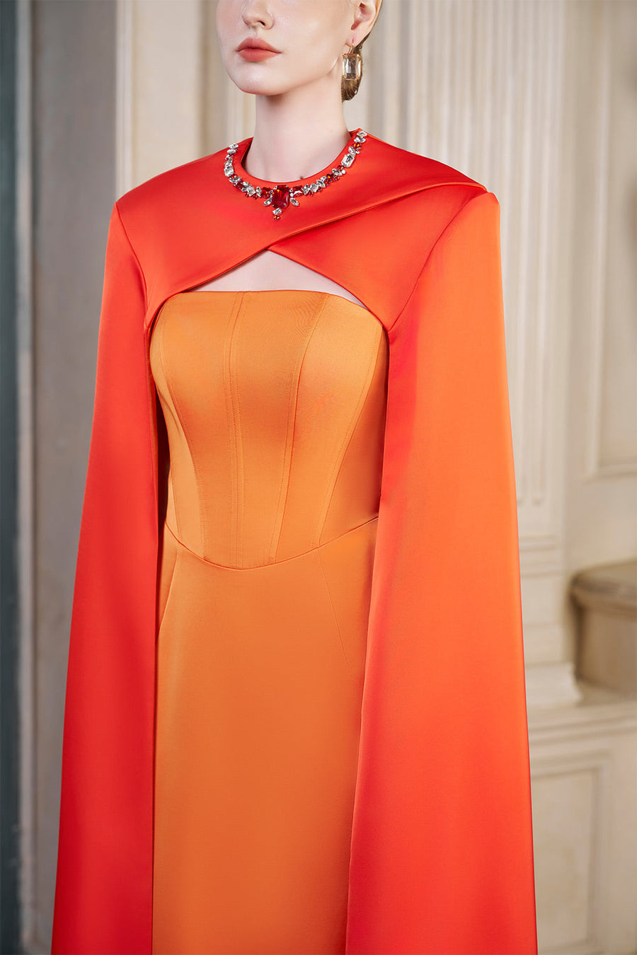 Elina Cape Corset Silk Floor Length Dress Gown Dress I.H.F Atelier