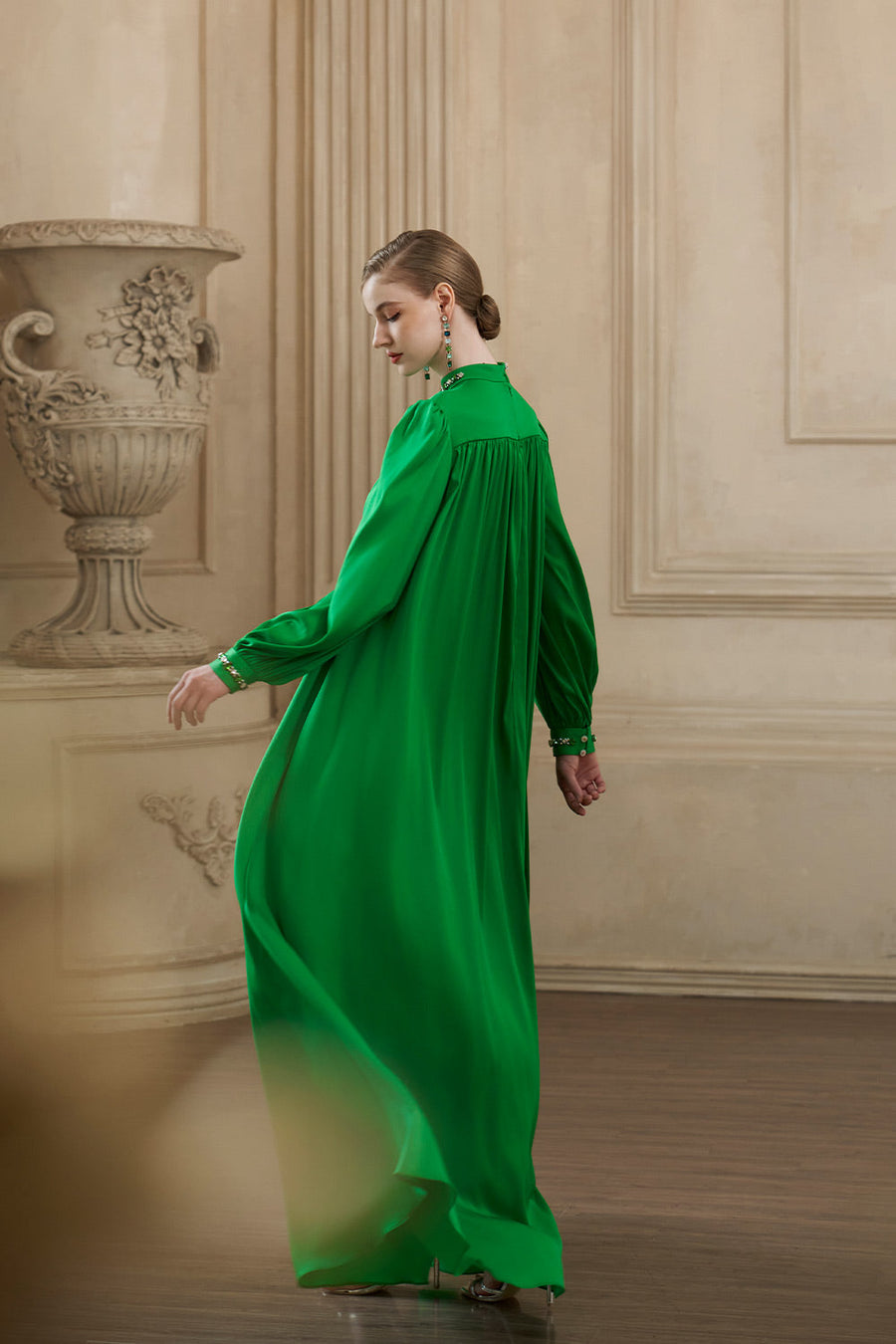 Yareli Flared Gathered Silk Floor Length Dress Gown Dress I.H.F Atelier