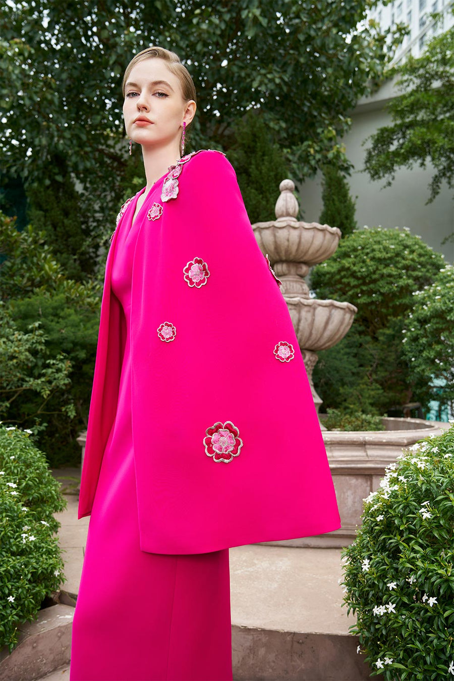 Anne Sheath Cape Sleeved Crepe Floor Length Dress Gown Dress I.H.F Atelier