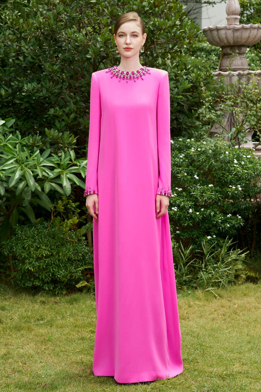 Salma Straight Stone Crepe Floor Length Dress Gown Dress I.H.F Atelier