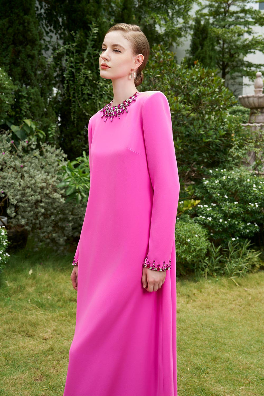 Salma Straight Stone Crepe Floor Length Dress Gown Dress I.H.F Atelier
