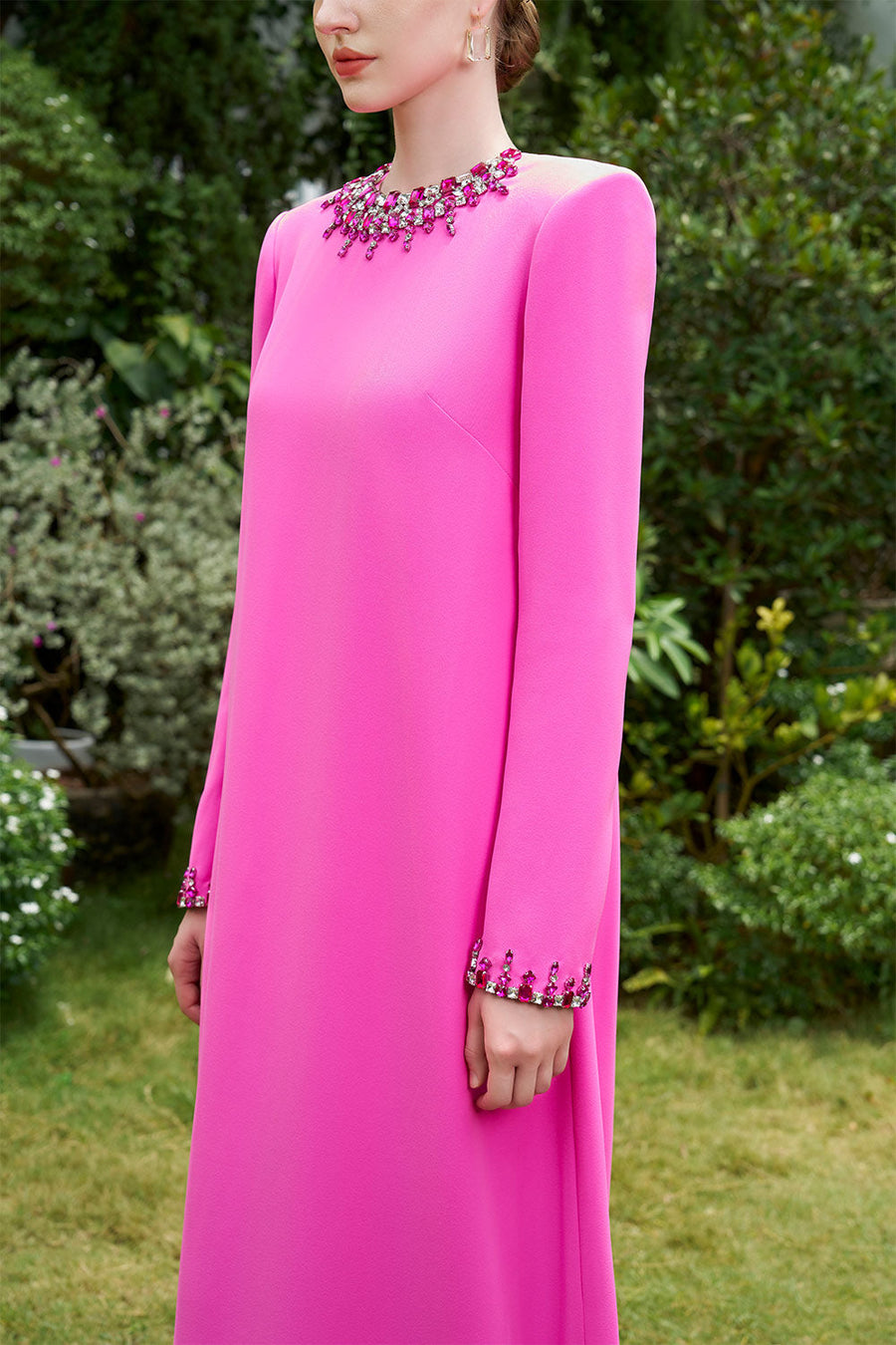 Salma Straight Stone Crepe Floor Length Dress Gown Dress I.H.F Atelier