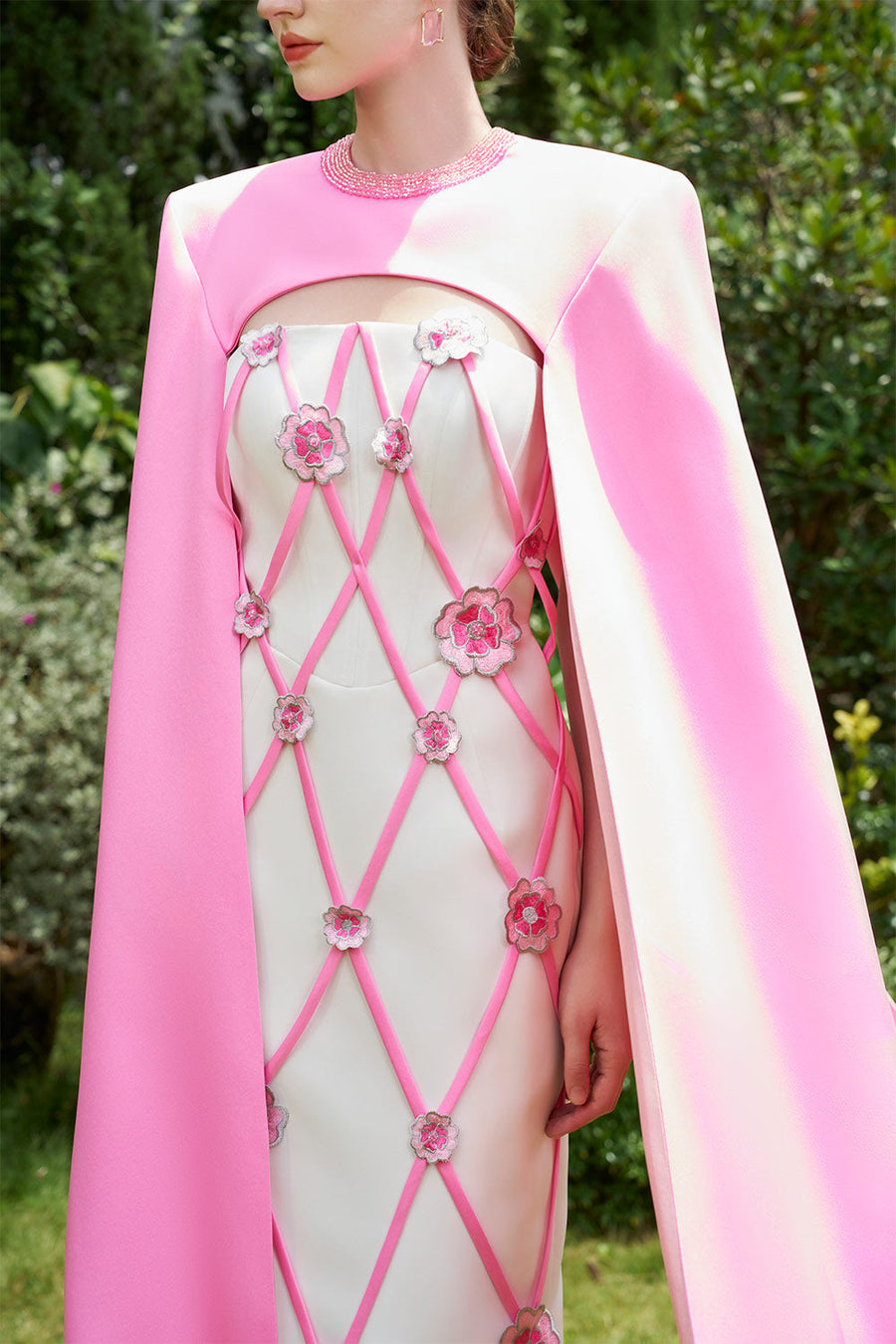 Rylie Sheath Cape Shoulder Silk Crepe Floor Length Dress Gown Dress I.H.F Atelier