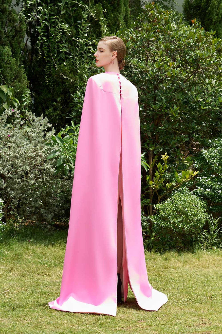 Rylie Sheath Cape Shoulder Silk Crepe Floor Length Dress Gown Dress I.H.F Atelier