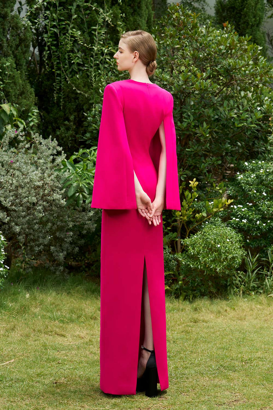 Nia Sheath Slit Sleeved Crepe Floor Length Dress Gown Dress I.H.F Atelier