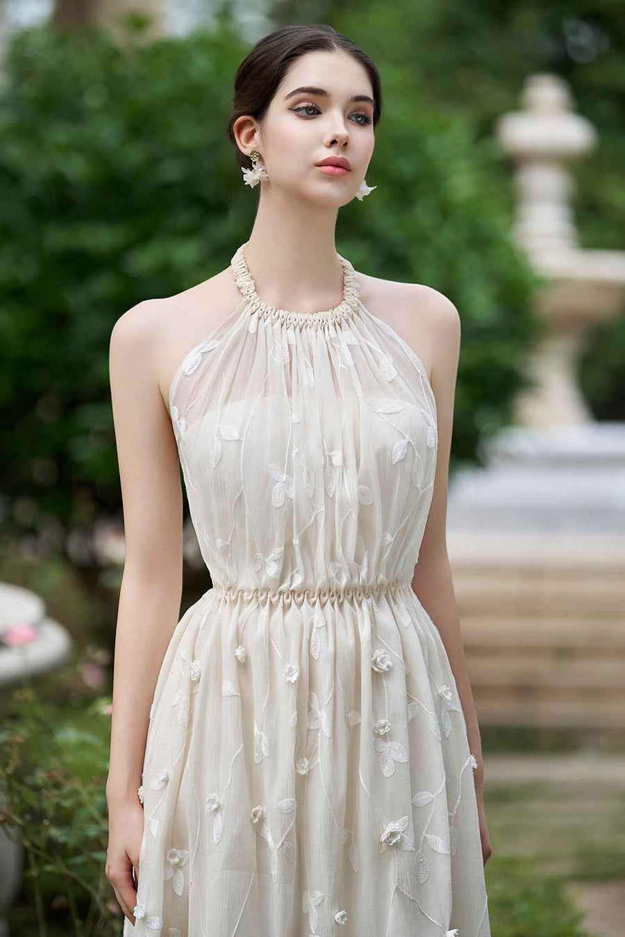 Artemis Flared Sheer Chiffon Long Length Dress Maxi Dress Rosee de Matin