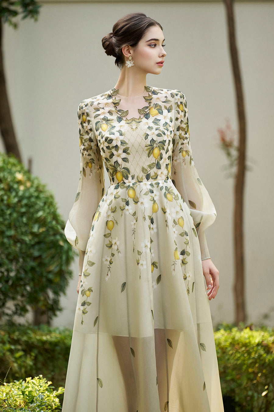 Murphy A-line Bead Organza Midi Dress 2