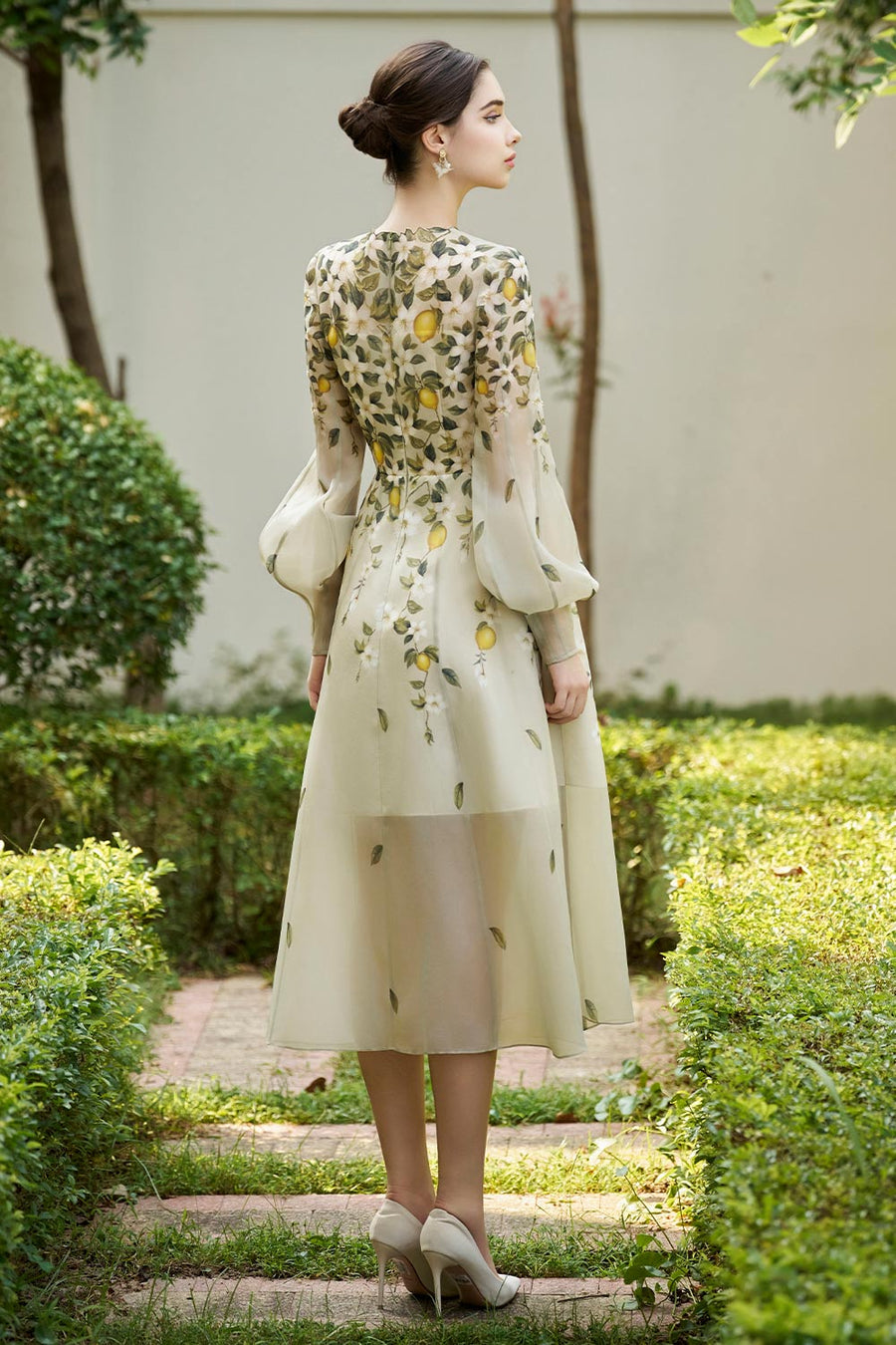 Murphy A-line Bead Organza Midi Dress 3