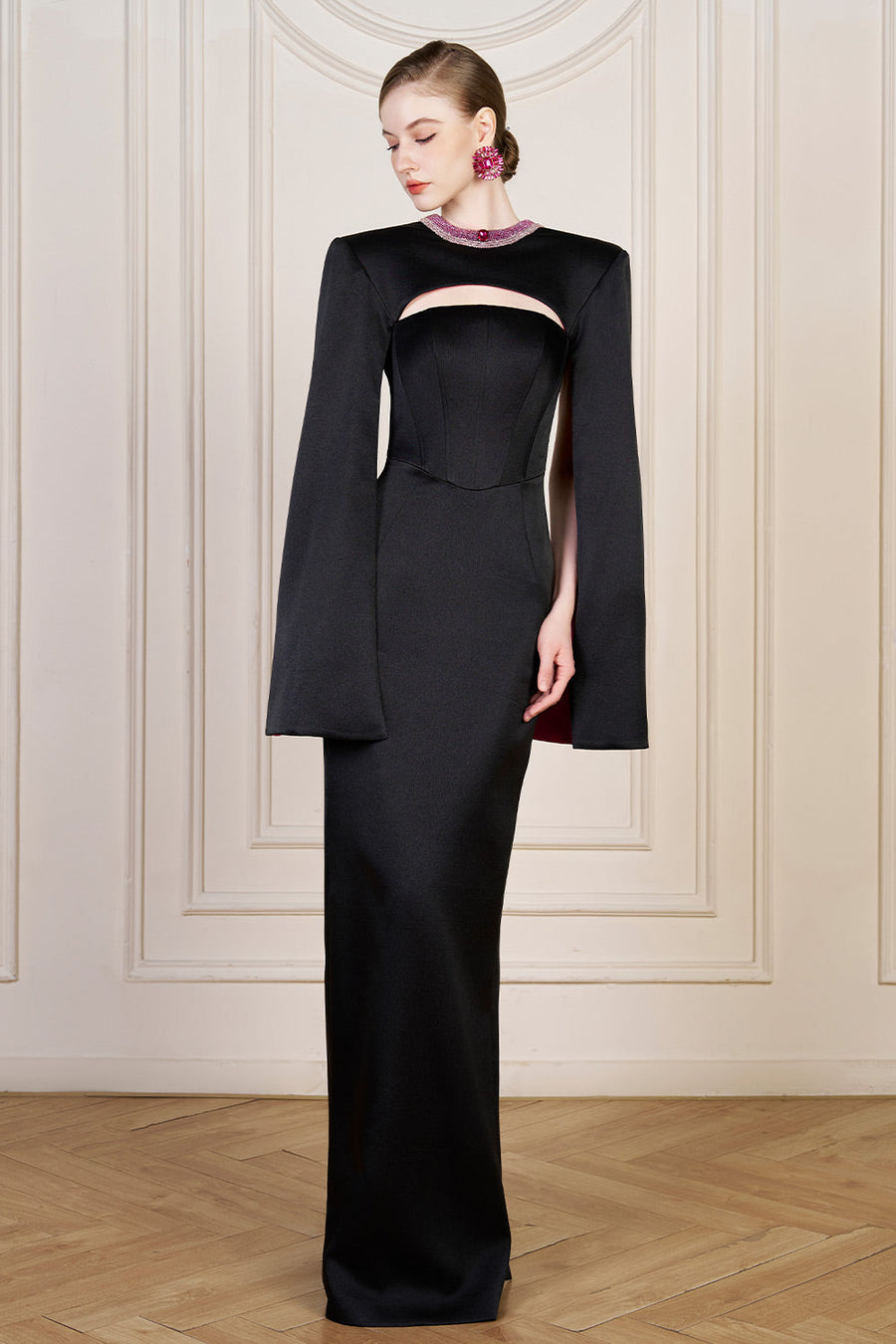 Bristol Sheath Square Shoulder Silk Floor Length Dress Gown Dress I.H.F Atelier