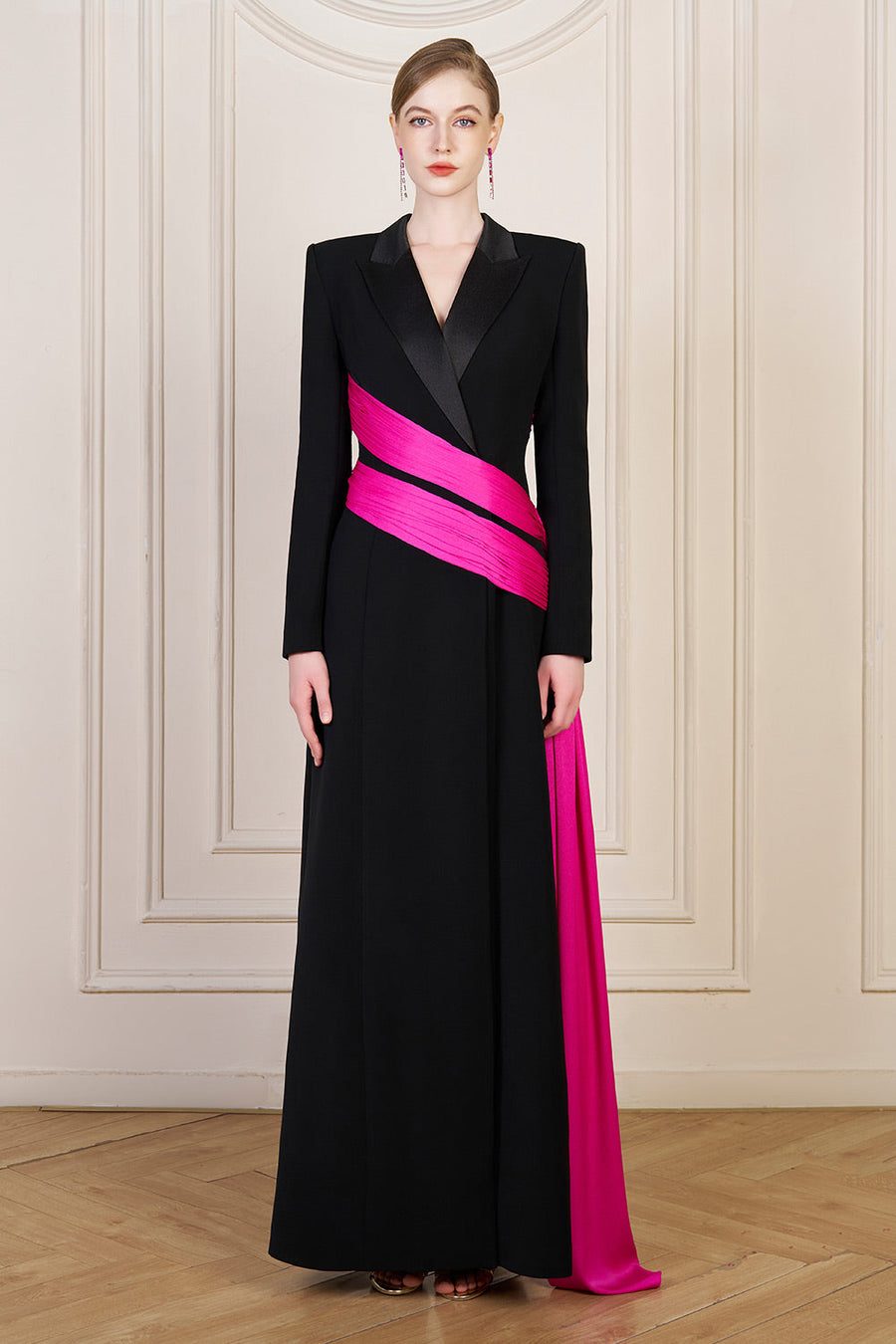 Aubrey Wrap Ribbon Silk Crepe Floor Length Dress Gown Dress I.H.F Atelier