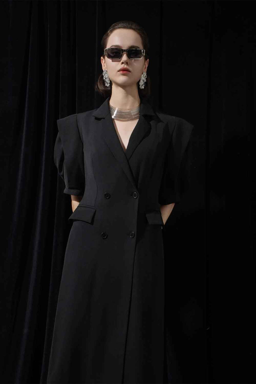 Alexis Sheath Double Breasted Polyester Knee-length Dress