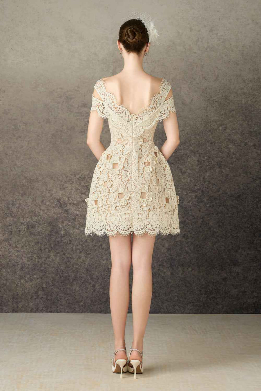 Elowen A-line Sweetheart Neck Lace Mini Dress