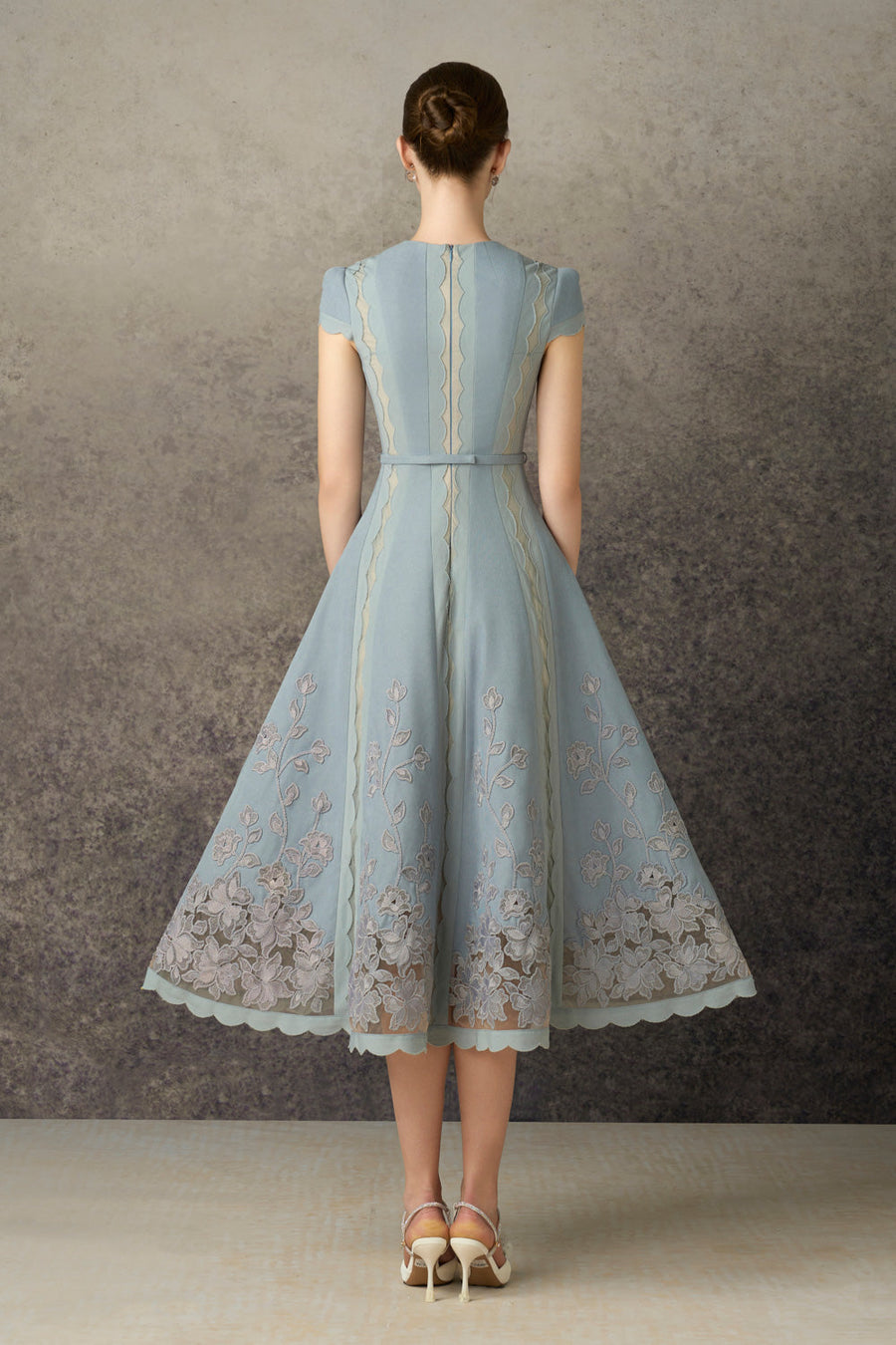 Zephara A-line V-Neck Tweed Midi Dress 3