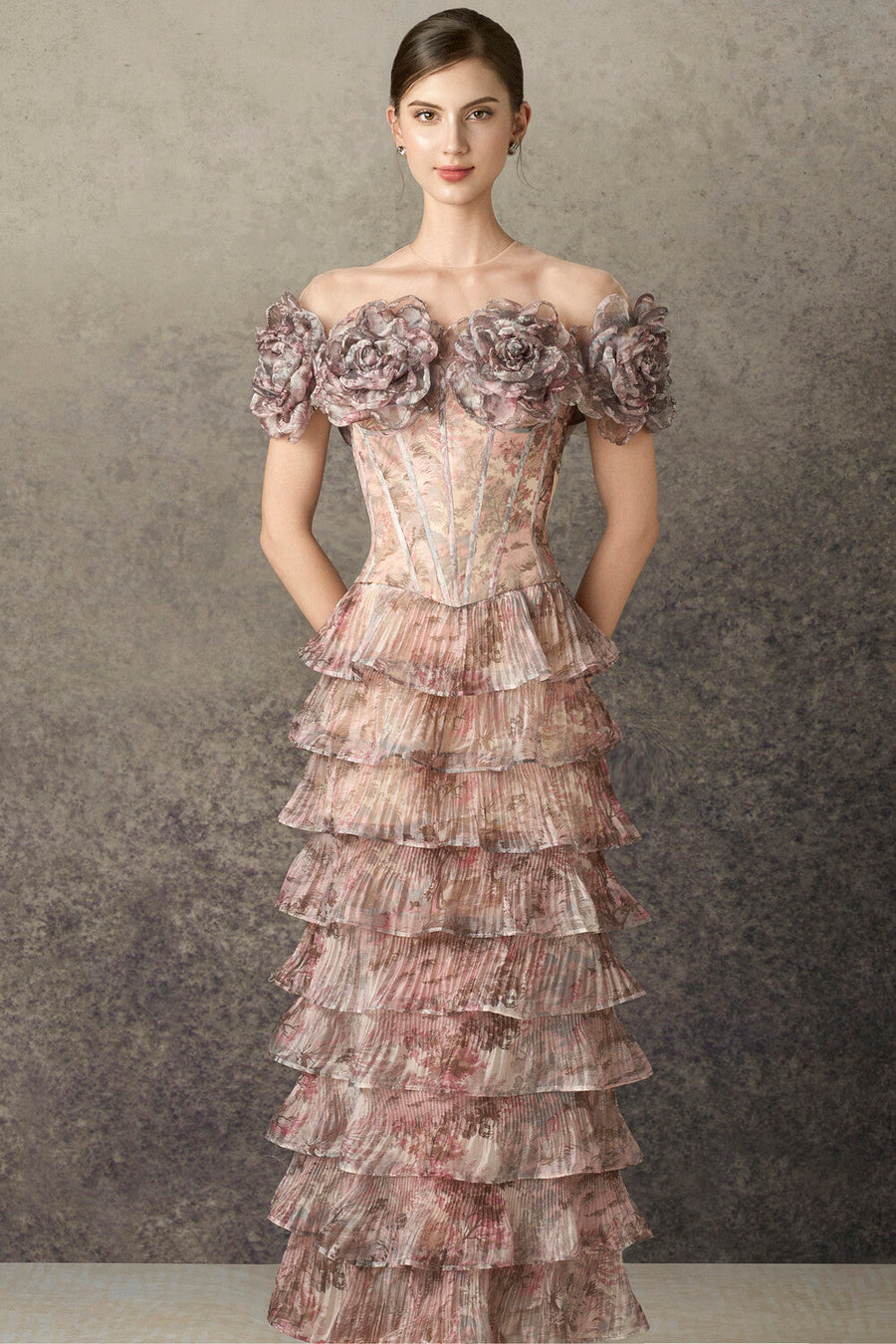 Avenel Sheath Tiered Chiffon Calf Length Set 3
