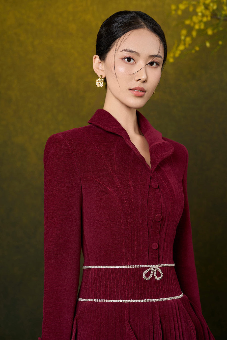 Julianna A-line Layered Velvet Tweed Mini Dress Mini Dress Rosee de Matin