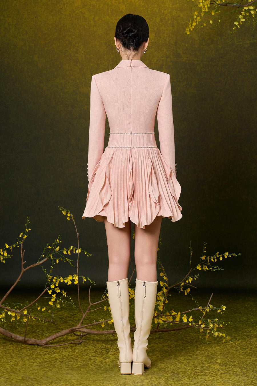 Julianna A-line Layered Velvet Tweed Mini Dress Mini Dress Rosee de Matin
