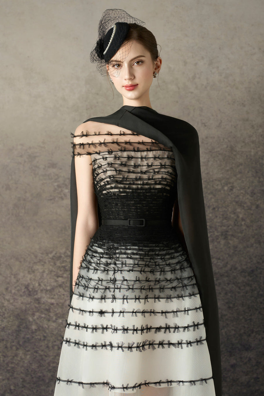 Noelis A-line Illusion Neck Mesh Lace Midi Dress 3