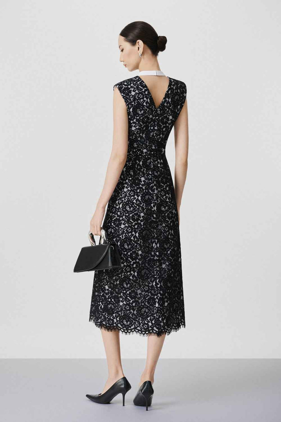 Selene A-line V-Neck Cotton Lace Midi Dress