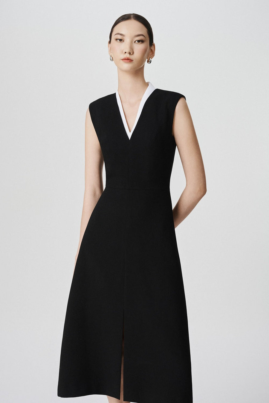 Selene A-line V-Neck Cotton Lace Midi Dress 6