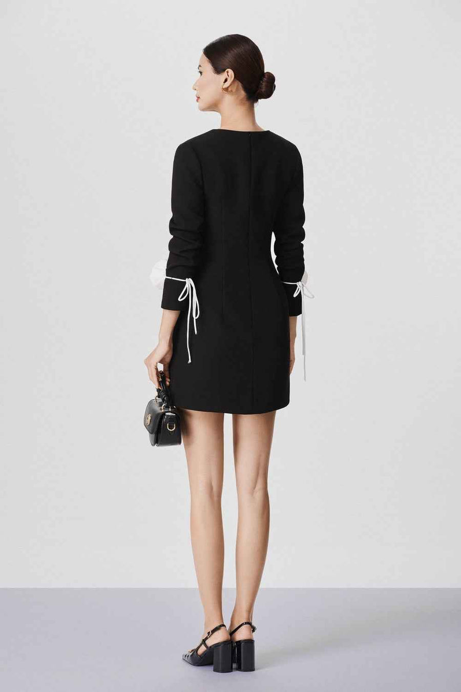 Alaiya A-line Square Neck Wool Mini Dress
